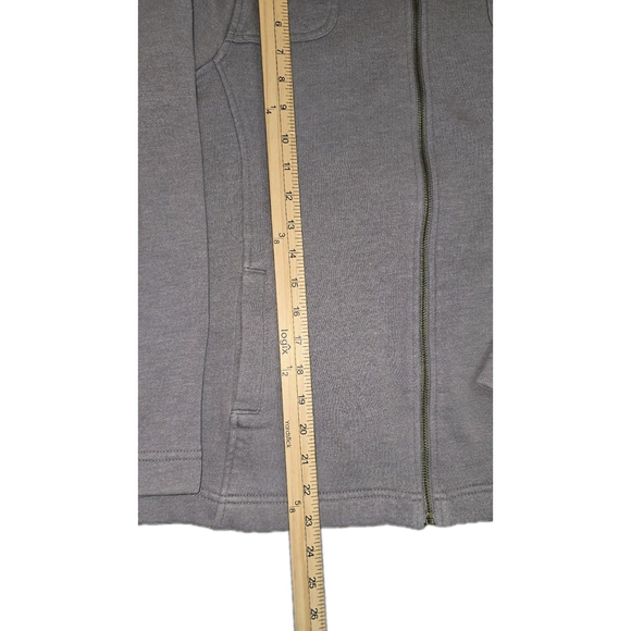 Eddie Bauer Women’s Fleece Jacket Gray Full Zip Quilted Button Collar Size Large - Picture 6 of 9